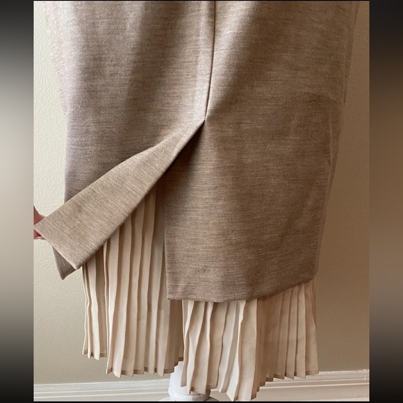 Max Mara Sheath Dress MAXMARA Stretch Wool Fitted Pleated Peek a Boo Hem 46 12 L - Picture 7 of 12